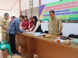 Penandatanganan Akta Notaris Pendirian Koperasi Desa Merah Putih Kalurahan Jatiayu